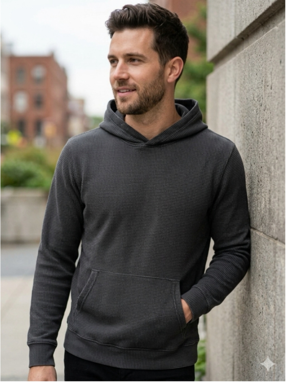 Abercrombie & Fitch Men's Large Textured Houndstooth Pullover Hoodie 1518